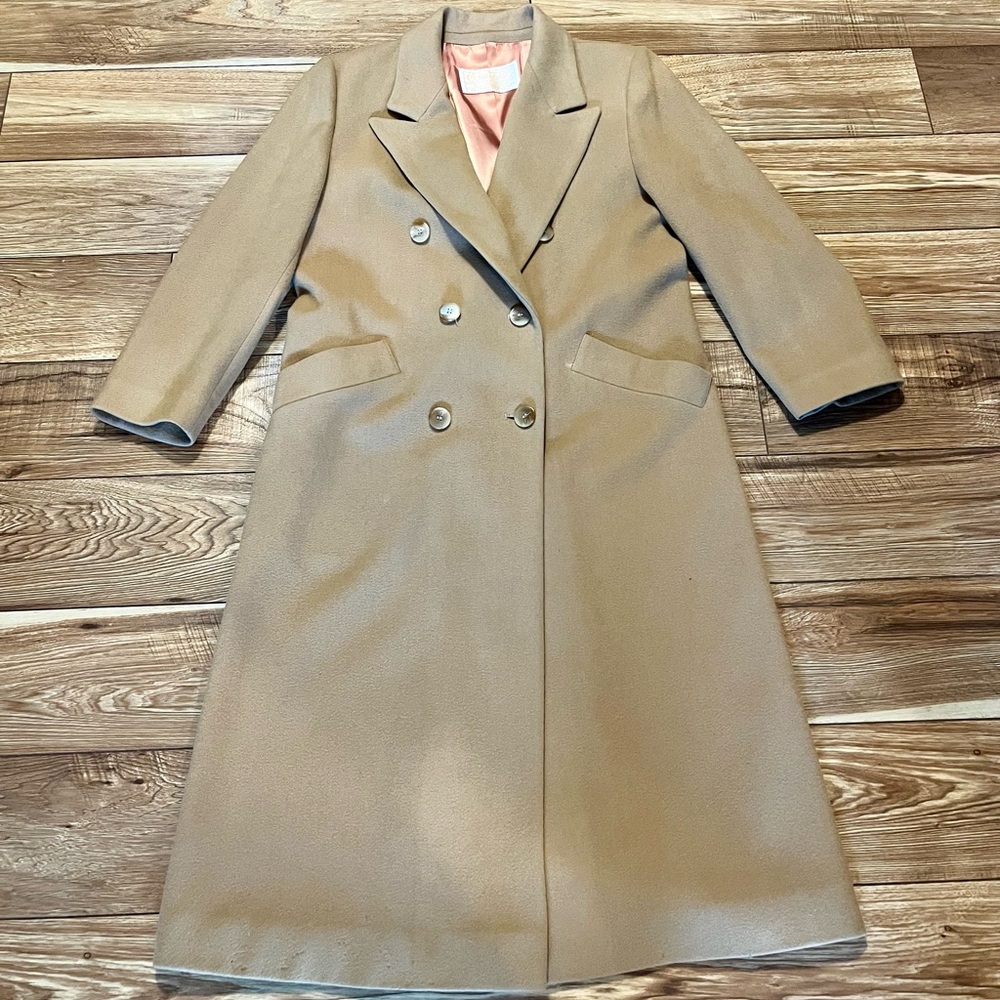 Pendleton Camel Tan Double-Breasted Trench Coat with Pink Lining